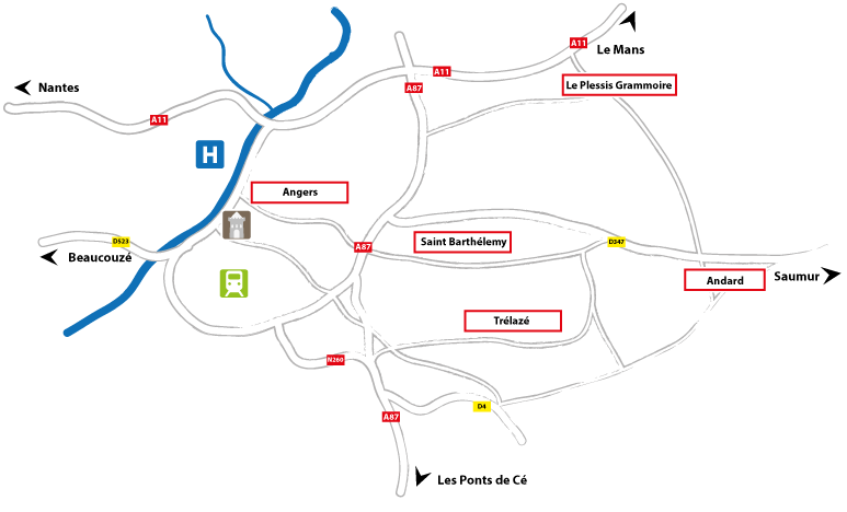 carte Angers et les environs